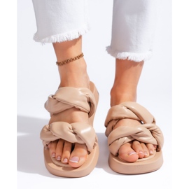 Beige flip-flops with a thick sole 2