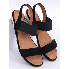 Amalf Black low wedge espadrille sandals 1