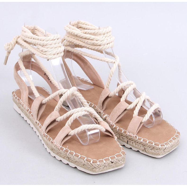 Zakaris Apricot lace-up espadrille sandals beige 1