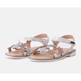Miss Charisa gray children's sandals with glitter stars silver 1 Miss Charisa gray children's sandals with glitter stars silver 1