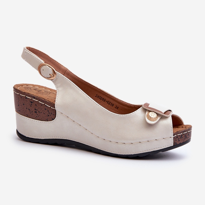 Evento Women's Light Wedge Sandals Comfort Shoes Beige and Silver Efravia 1