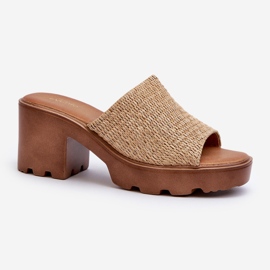 Beige Titantha Women's Flip-Flops with Braided High Heels 1