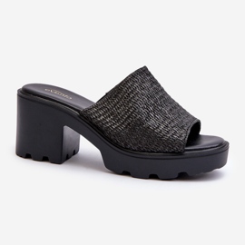 Women's Black Titantha Braided Flip-Flops with High Heels 1