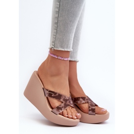 Women's Wedge Flip Flops 83520 Ipanema High Fashion Slide Fem Beige 2