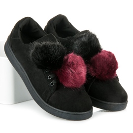 Vices New Collection Sneakers With Detachable Pompoms black 1