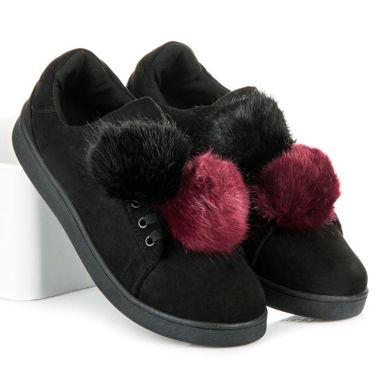Vices New Collection Sneakers With Detachable Pompoms black 1