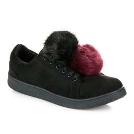 Vices New Collection Sneakers With Detachable Pompoms black 2