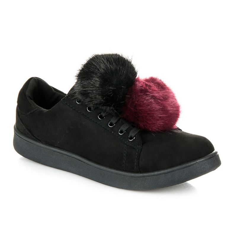 Vices New Collection Sneakers With Detachable Pompoms black 2