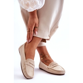 Women's suede beige loafers 1