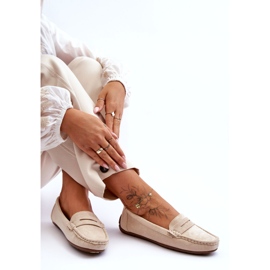 Women's suede beige loafers 3