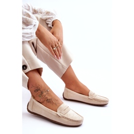 Women's suede beige loafers 4