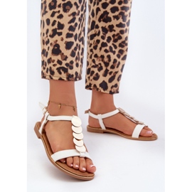 Women's Flat Sandals Made of Eco Leather, White Jeritellia 2 Women's Flat Sandals Made of Eco Leather, White Jeritellia 2