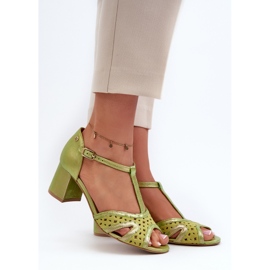Women's Leather Sandals On High Heel Maciejka 06551-09 Lime green 2