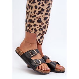 Black Fronila Women's Flip-Flops With Buckles 1