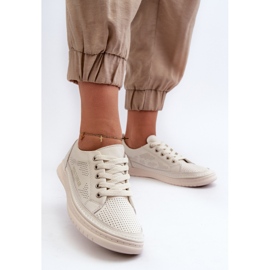 Women's Leather Sneakers Beige Cloesa black 2