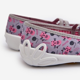 Befado Ballerina slippers for girls with kittens 116Y327 Gray and Pink 2