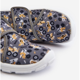 Comfortable boys' slippers with Velcro Befado 974Y552 Gray grey 2
