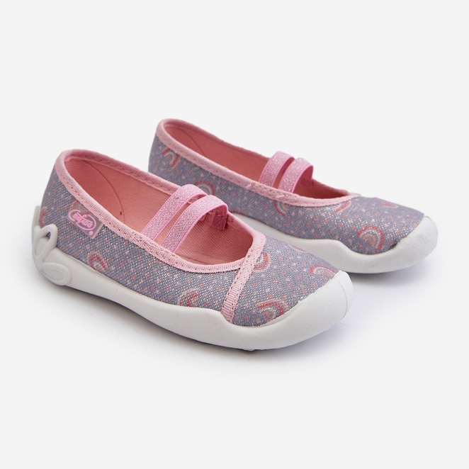 Befado Patterned Ballerina Slippers 116X328 Gray and Pink 1