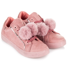 Groto Gogo Suede sneakers with pompoms pink 1