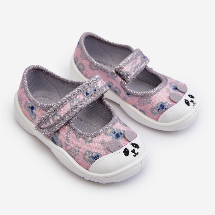 Befado Ballerina Slippers With Teddy Bear 209P038 Gray-Pink grey 1