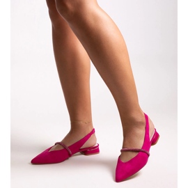 Dark pink ballet flats with a Morcosa leather insert 1