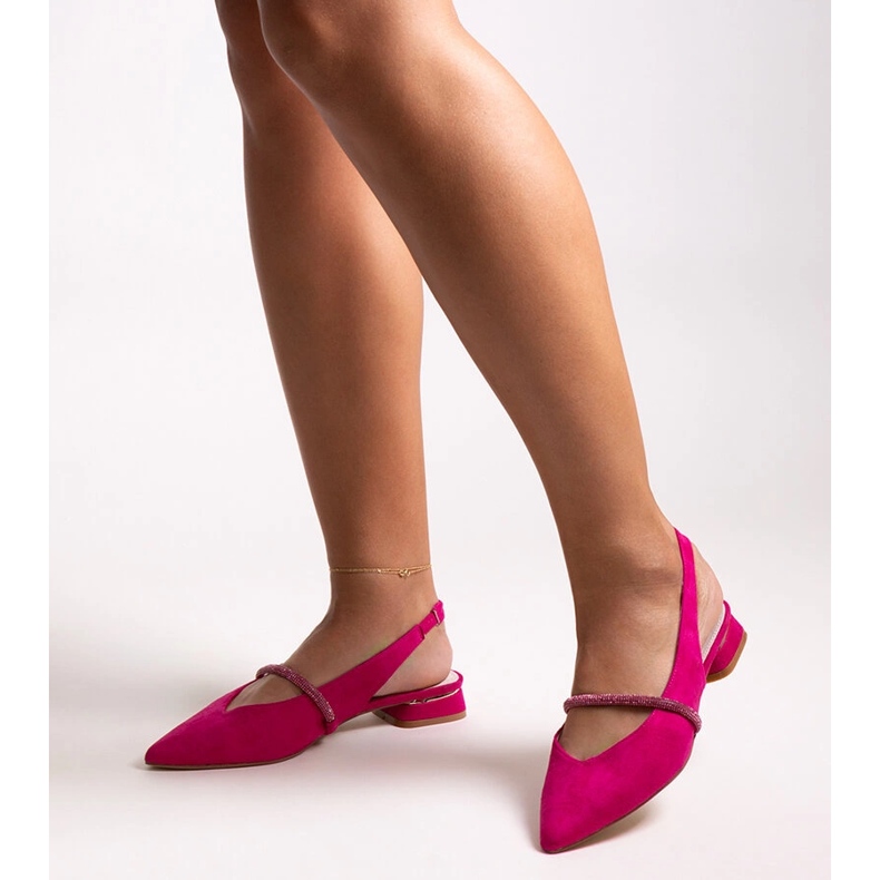 Dark pink ballet flats with a Morcosa leather insert 1 Dark pink ballet flats with a Morcosa leather insert 1