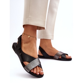 Zazoo 40141 Leather Sandals With Velcro, Black 1