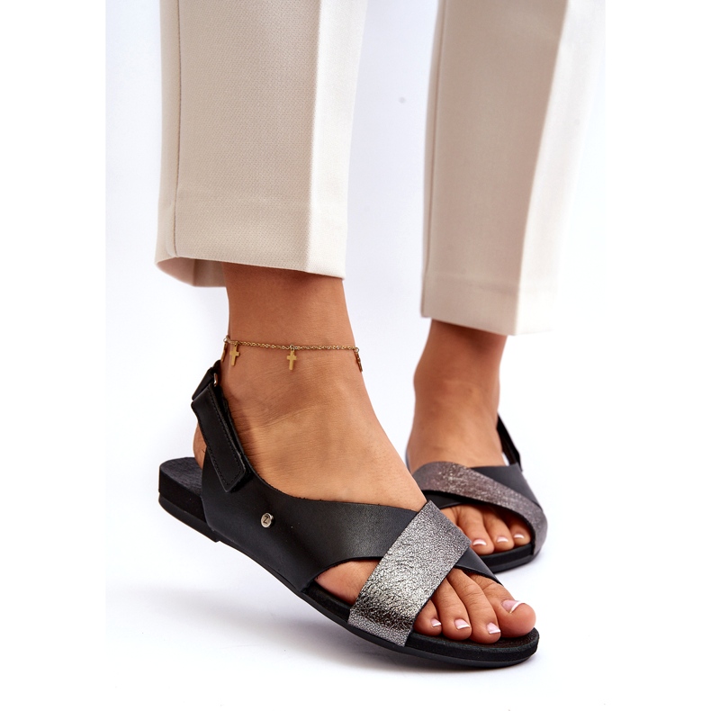 Zazoo 40141 Leather Sandals With Velcro, Black 2 Zazoo 40141 Leather Sandals With Velcro, Black 2