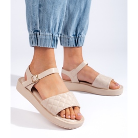 Women's beige sandals on the platform 2
