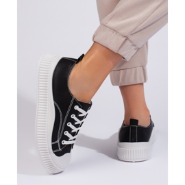 Black women's sneakers made of ecological leather 1