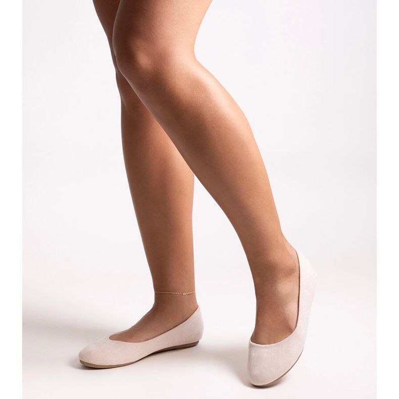 Light beige ballet flats made of Jala eco suede 1