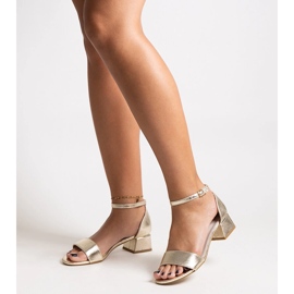 Gold sandals with a leather insole by Hessa golden 1