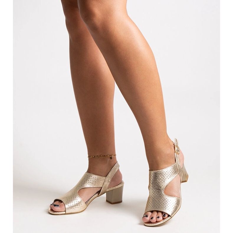 High heel sandals with Naderla leather insole golden 1