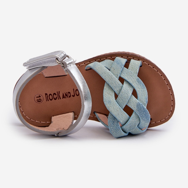Children's Sandals Fastened with Velcro and Interwoven Straps Blue Dianttha 2