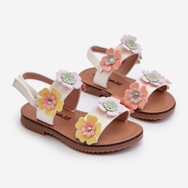 Children's Sandals Decorated with Flowers Multicolor Tinette white 1