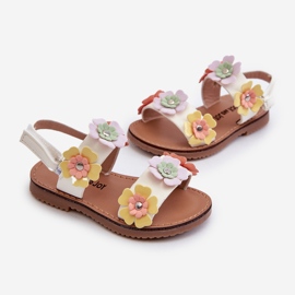 Children's Sandals Decorated with Flowers Multicolor Tinette white 2