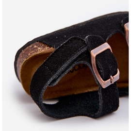 Children's Sandals on a Cork Platform, Fastened with Velcro, Black Rorria 2