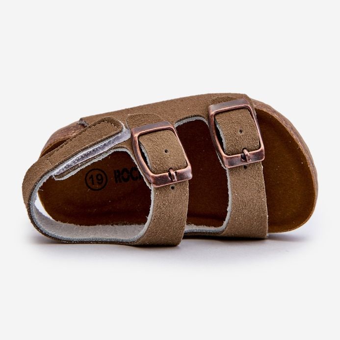 Children's Sandals on a Cork Platform, Fastened with Velcro, Khaki Rorria beige 2 Children's Sandals on a Cork Platform, Fastened with Velcro, Khaki Rorria beige 2