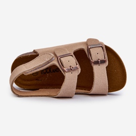 Children's sandals on a cork platform, fastened with Velcro, Beige Rorria 1