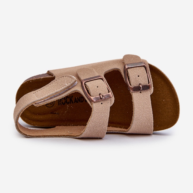 Children's sandals on a cork platform, fastened with Velcro, Beige Rorria 1
