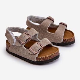 Children's Sandals on a Cork Platform, Fastened with Velcro, Gray Rorria grey 1