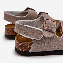 Children's Sandals on a Cork Platform, Fastened with Velcro, Gray Rorria grey 2 Children's Sandals on a Cork Platform, Fastened with Velcro, Gray Rorria grey 2