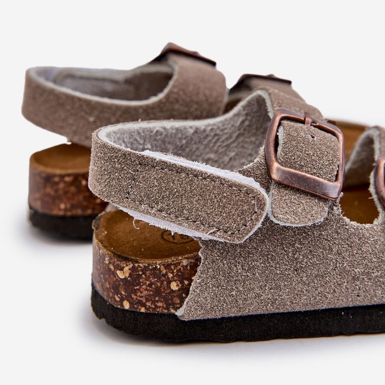 Children's Sandals on a Cork Platform, Fastened with Velcro, Gray Rorria grey 2 Children's Sandals on a Cork Platform, Fastened with Velcro, Gray Rorria grey 2
