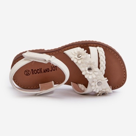 Children's sandals with Velcro fastening and flowers, white Nestalee 1