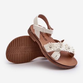 Children's sandals with Velcro fastening and flowers, white Nestalee 2