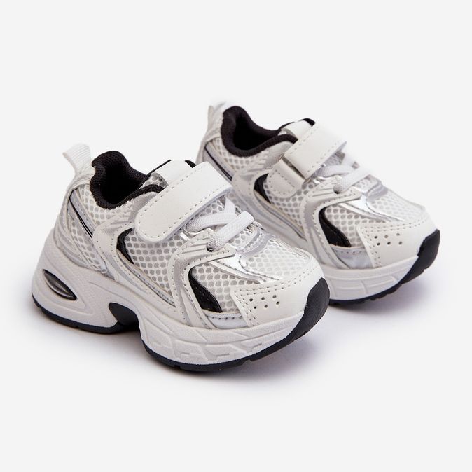 Children's Velcro Sneakers White and Black Ephona 1