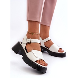 Women's sandals with eco-leather with high heels and Vinceza 36257 white platform 1