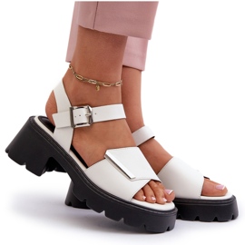 Women's sandals with eco-leather with high heels and Vinceza 36257 white platform 4
