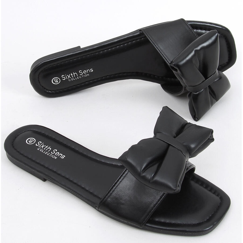 Mili Black slippers with a bow 1