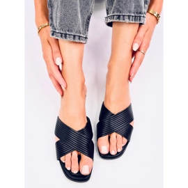 Fuzzy Black women's slippers 1